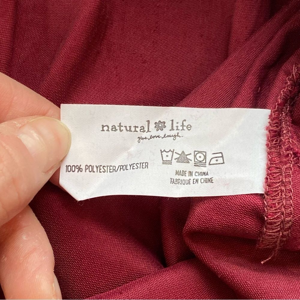 Natural Life Maroon Stella V-Neckline Crushed Velvet Boho Mini Dress Size Large - Picture 11 of 14